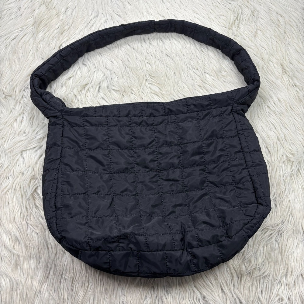 Unbranded Black‎ Nylon Quilted Sling Crossbody Bag Shoulder Boho Zip Carryall